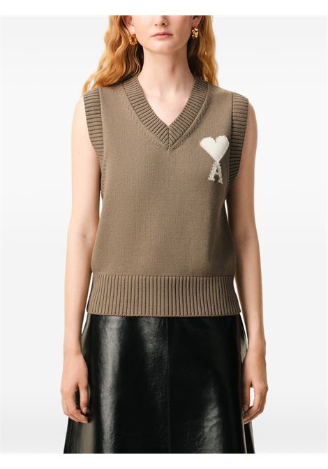 sdc sleeveless sweater uomo taupe AMI PARIS | UKS860.KN0156A117